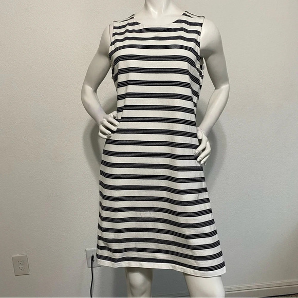 Vineyard Vines Black White Sleeveless Stripe Knit Shift Above Knee Dress Size L - Picture 3 of 9